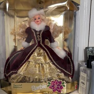 1996 Barbie Doll in Burgundy and Gold Gown collectible